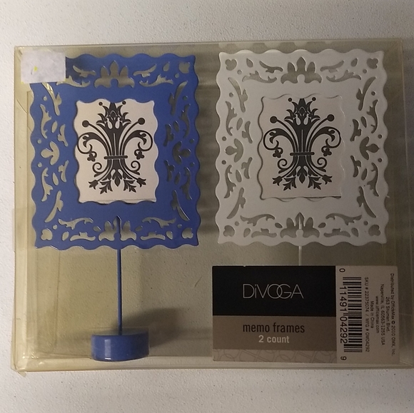 Lot of 4 Duo Packs Divoga Memo Photo Frames Blue & White Metal 5.5"hx3"w-8 Total - Picture 2 of 6